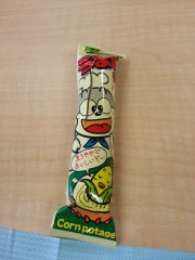 Corn Potage in a big circular tube type thing.  Strange flavor.  Like creamed corn.